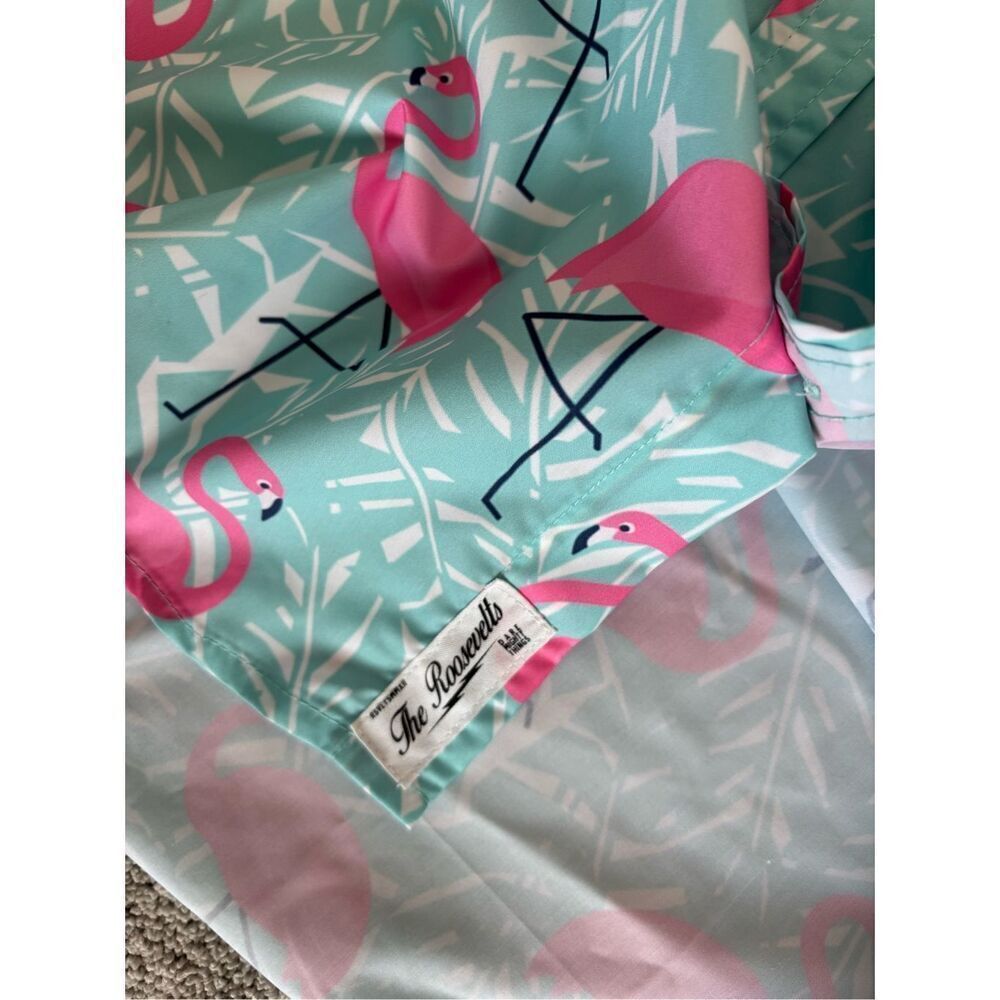 NWOT RSVLTS - PINK FLAMINGO ALL OVER Floral Hawaiian Aloha Mens S C22 - Picture 7 of 8
